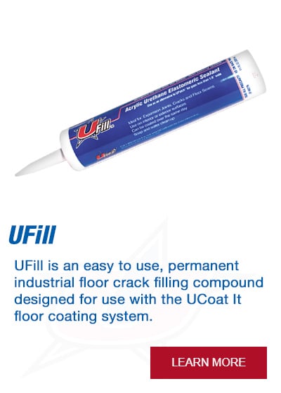 UFill is an easy to use, permanent industrial floor crack filling compound designed for use with the UCoat It floor coating system.