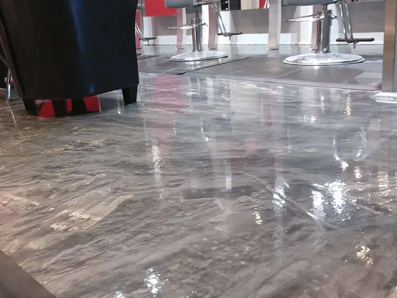Metallon 500 - Medium Gray base with Graphite and Silver Metallic floor coating