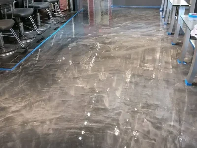 hair salon metallic epoxy floor coating