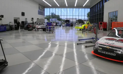 epoxy floor coating at Thorsport Racing in Ohio