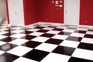 Checkerboard Epoxy Floor in Black and White