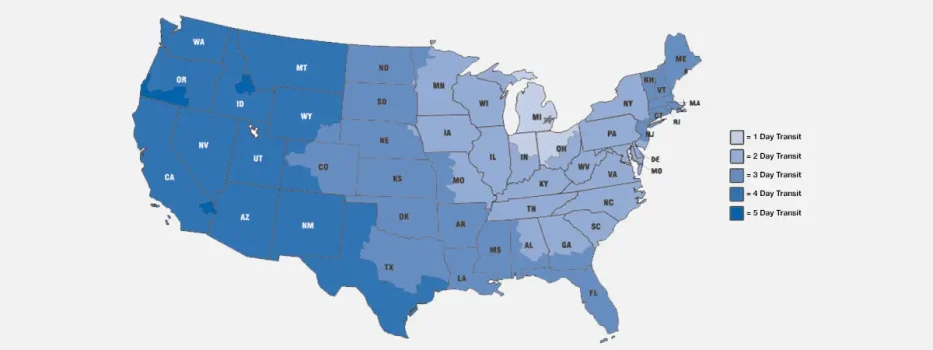 US Shipping Map